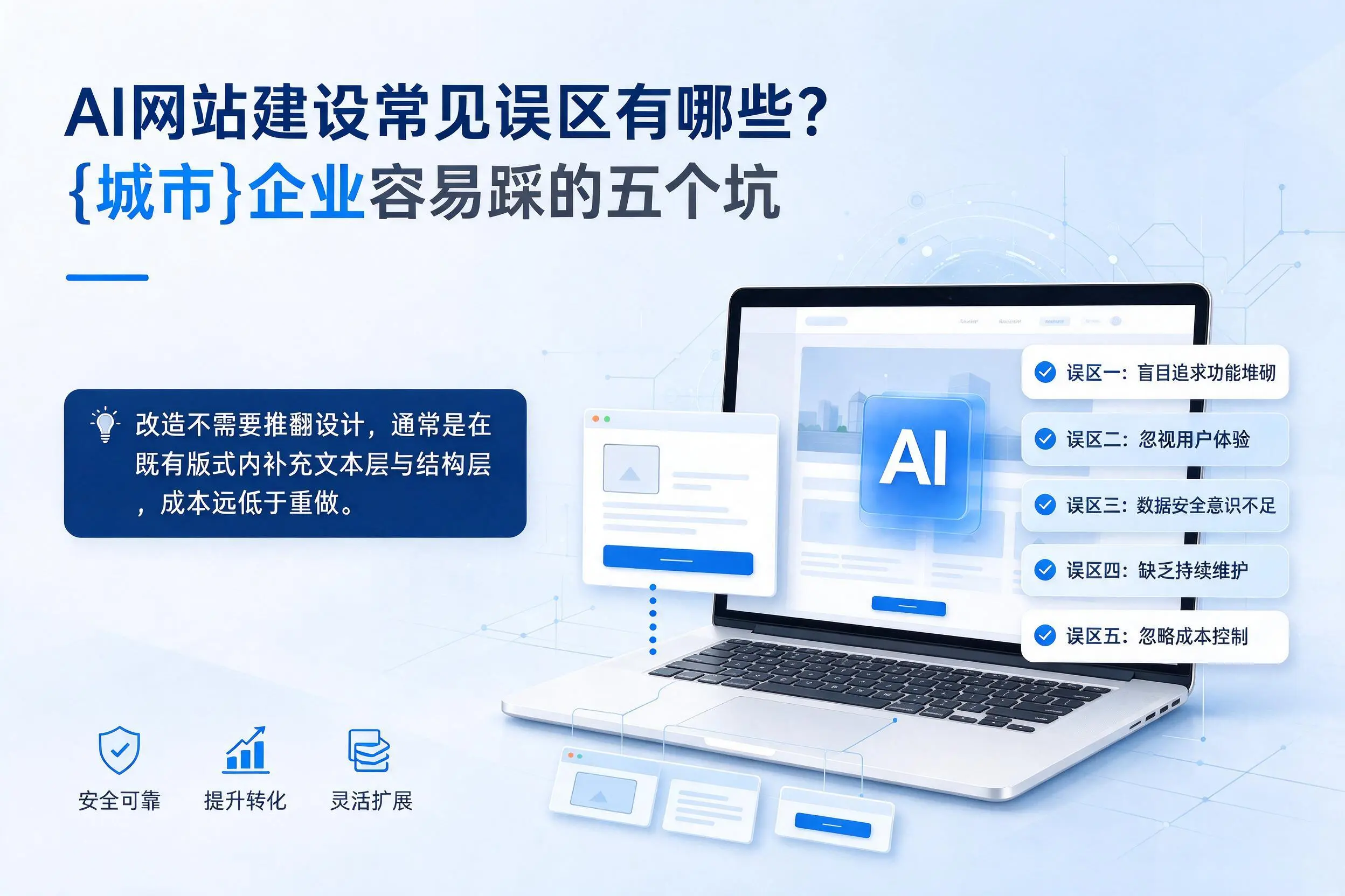 AI网站建设常见误区有哪些？白山企业容易踩的五个坑